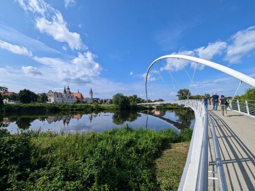 Dessau-Roßlau, Blick über die Mulde auf die Altstadt