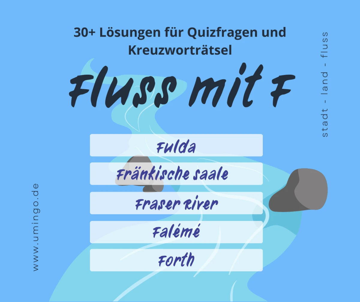 Illustration: Fluss mit F mit über 30 Lösungen