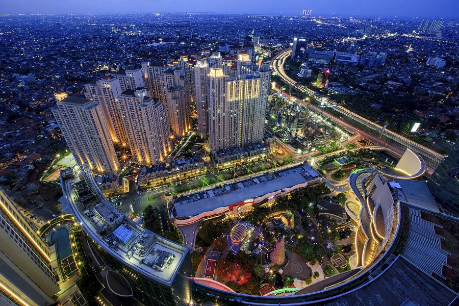 Jakarta City Stadtansicht in den Abendstunden