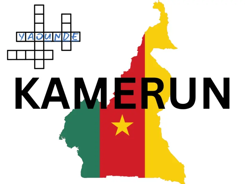 Kamerun Flagge im Landesumriss