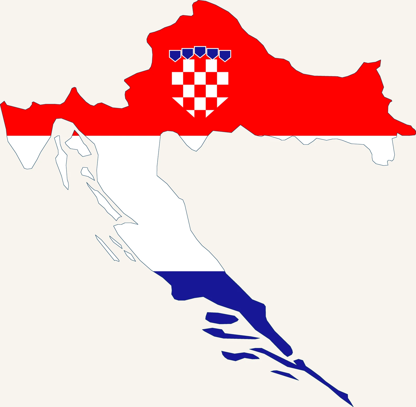 Umriss von Kroatien, gefüllt mit der kroatischen Flagge
