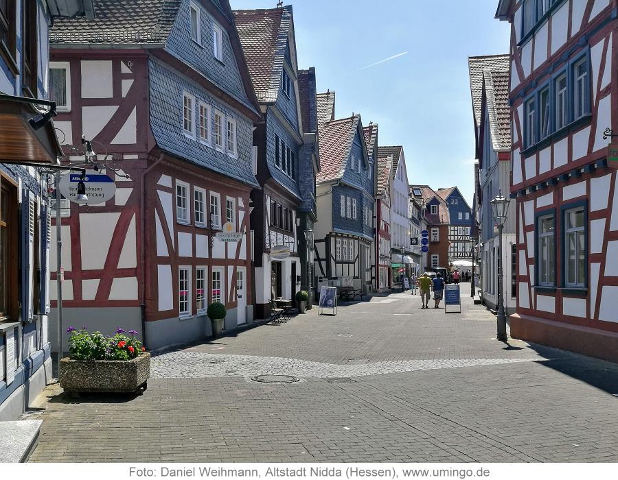 Altstadt der hessischen Stadt Nidda mit Fachwerkhäusern