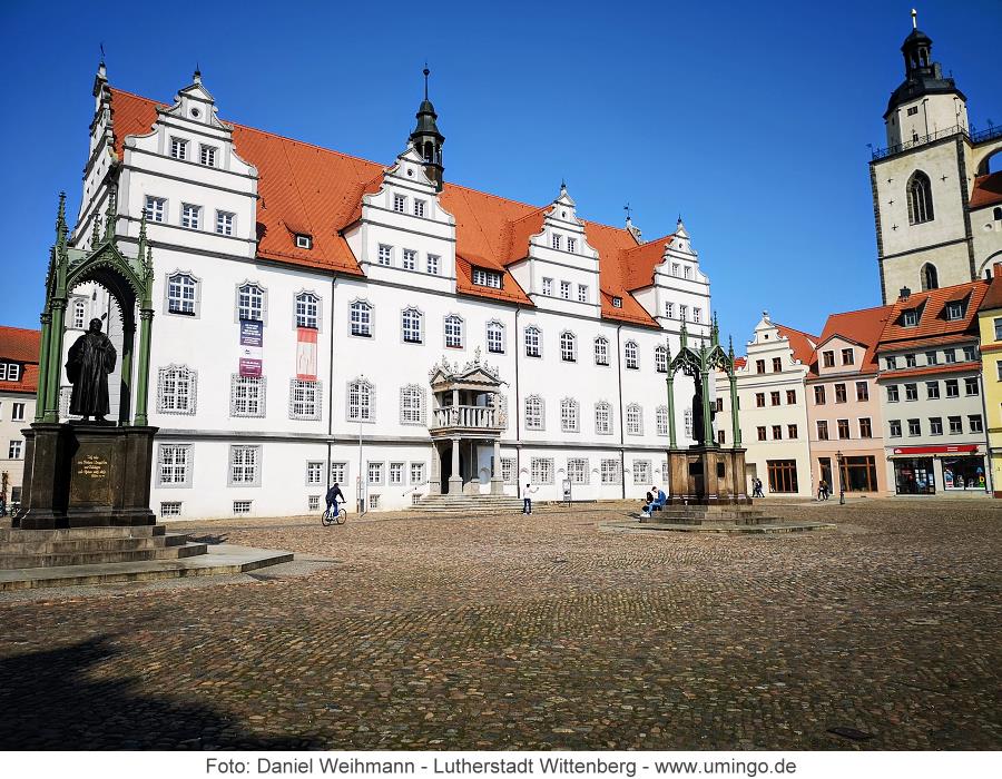 Wittenberg - Lutherdenkmal, Rathaus, Marienkirche